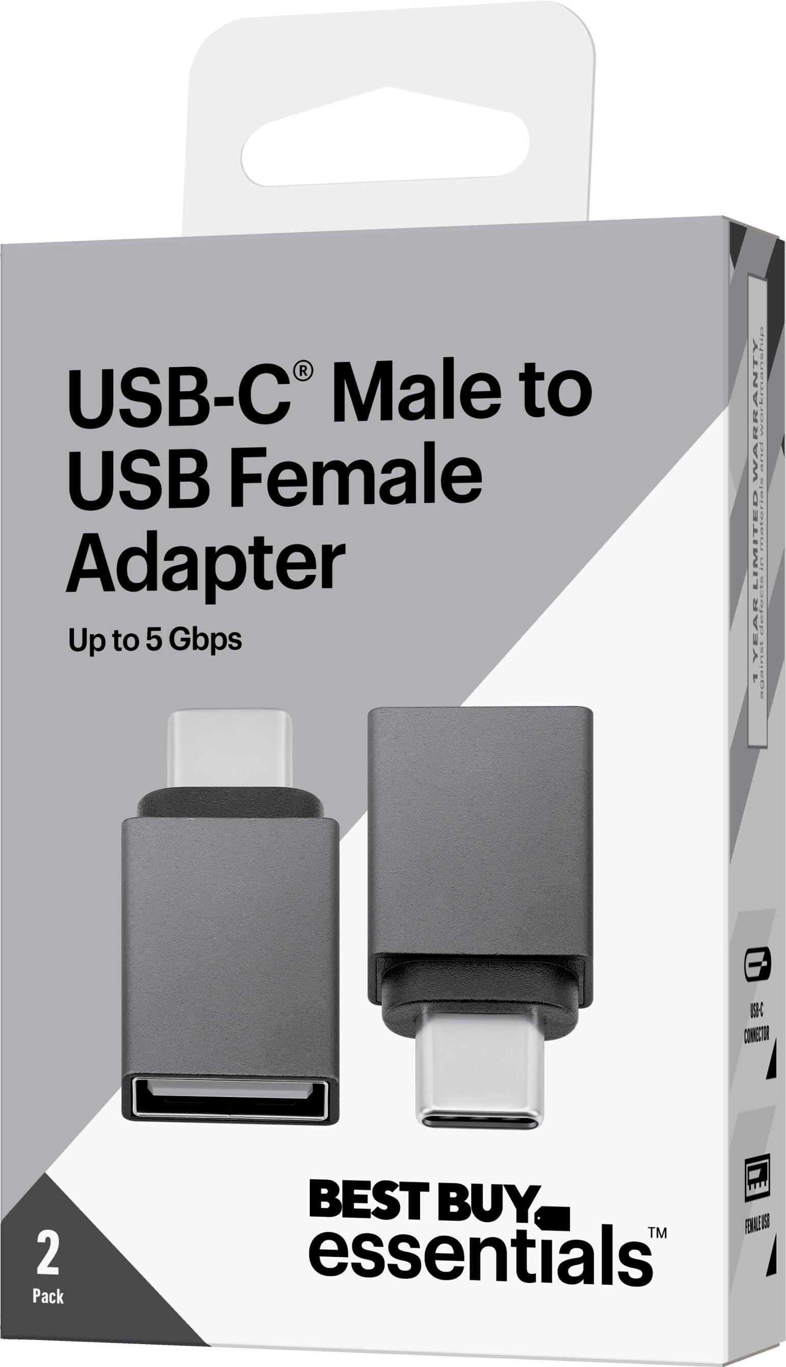 USB-C Male to USB Female Adapter  
Up to 5 Gbps  

2 Pack  

BEST BUY essentials