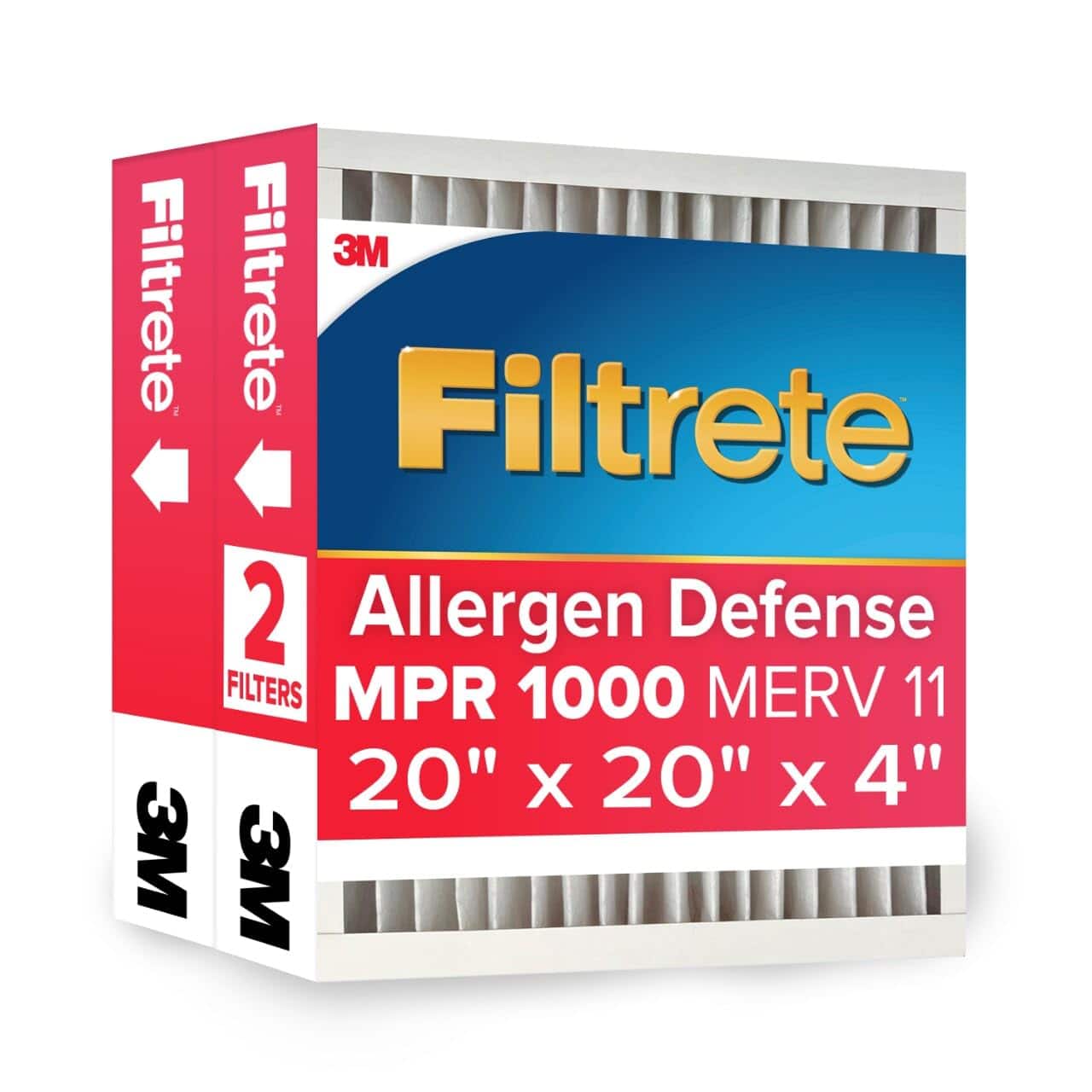3M - Filtrete 20x20x4 AC Furnace Air Filter, MPR 1000, MERV 11, Fits Honeywell, Allergen Defense, Electrostatic Air Cleaning