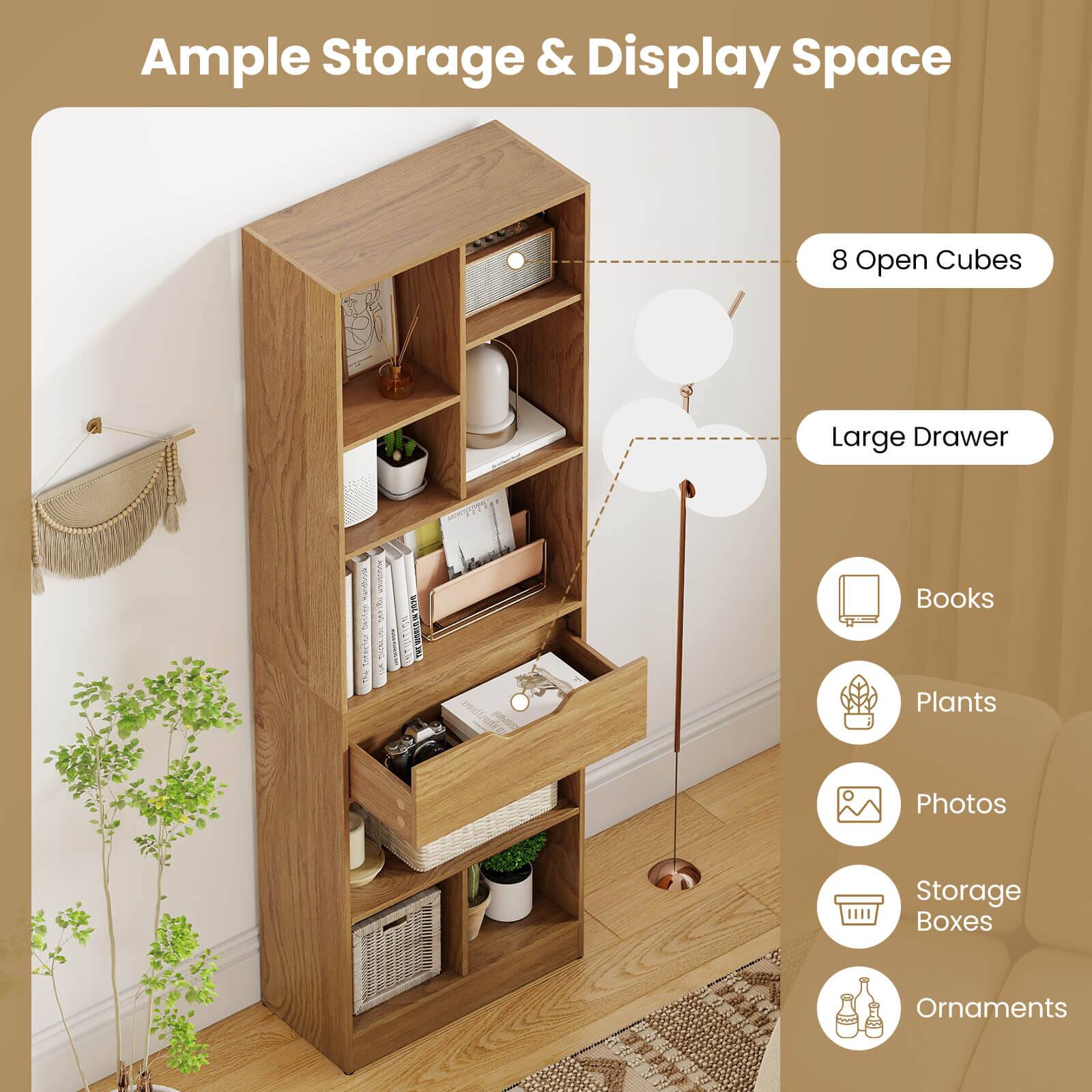 Ample Storage & Display Space

- 8 Open Cubes
- Large Drawer

Books
Plants
Photos
Storage Boxes
Ornaments