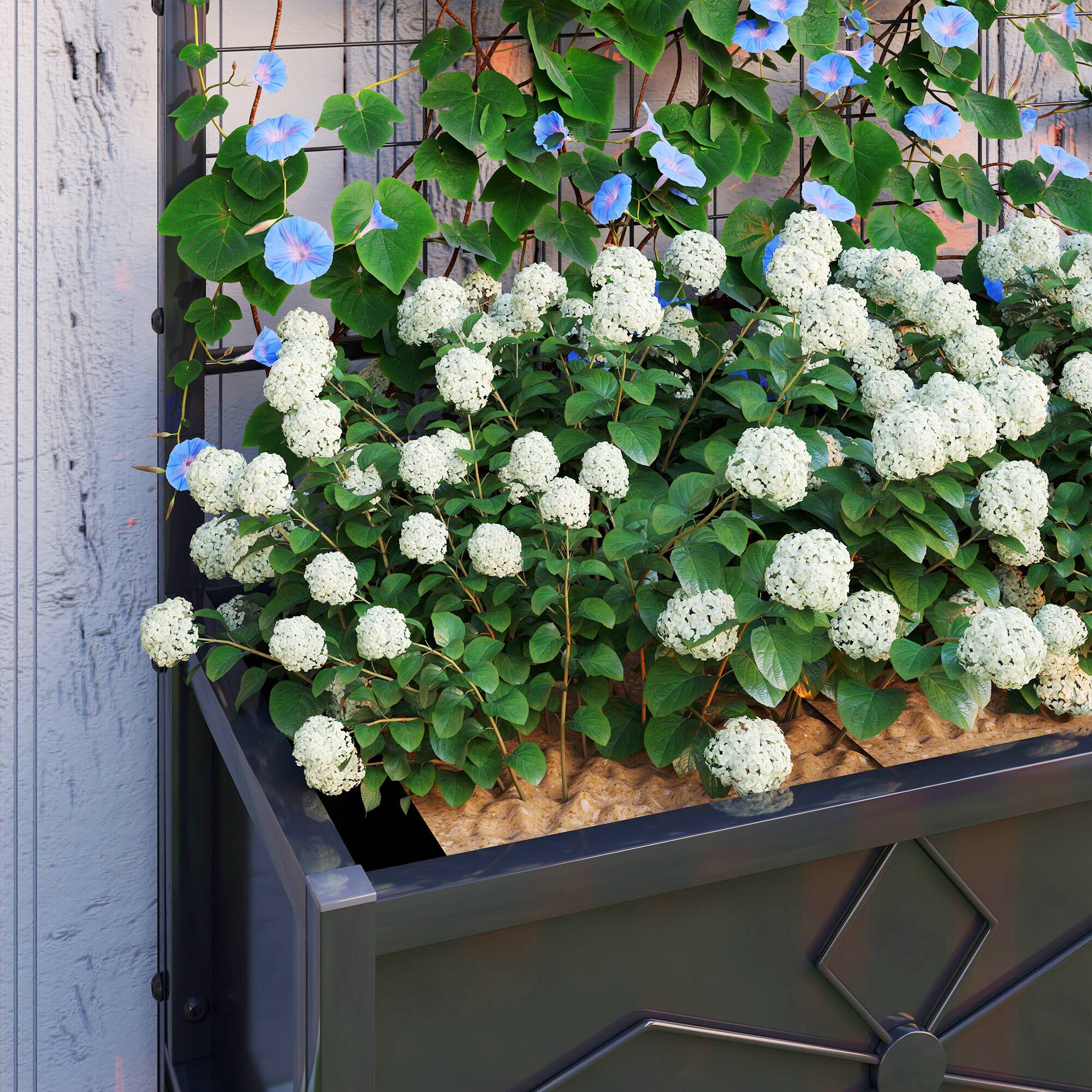 Alt View 8. Outsunny - Galvanized Raised Garden Bed with Trellis, Outdoor Planter Box for Climbing Vines Vegetables, 35.4" x 15.7" x 47.2" - Black.