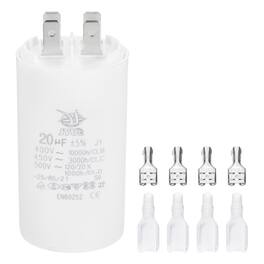 Unique Bargains - 20uF CBB60 Run Capacitor, AC 450V 4 Pin Double Insert with Sheath Spring for Motor Start - White