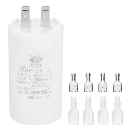 JYUB 20 µF ±5% JY
400V ~ 10000h/CI.B
450V ~ 3000h/CI.C
500V ~ 120/20% 1000h/CI.D
-25/85/21 SO
S N
TUV EN60252 CE