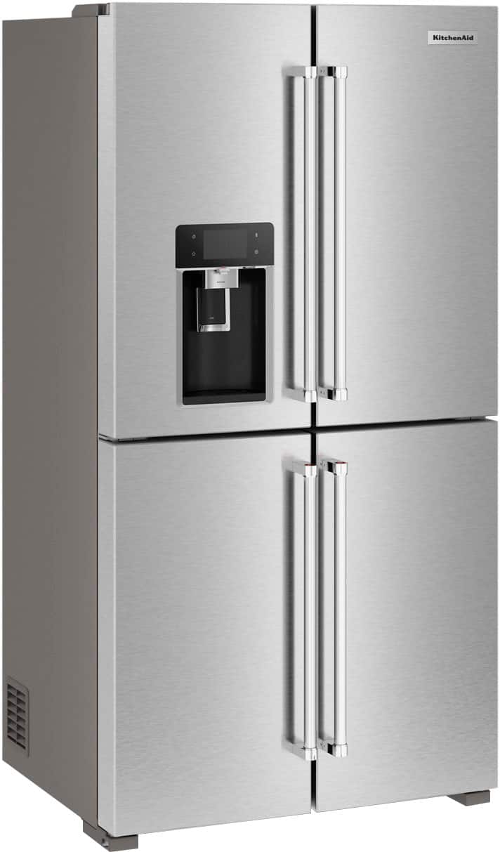 Left. KitchenAid - 19.4 Cu. Ft. French Door Refrigerator with Flexible Temperature Zone - Fingerprint Resistant Stainless Steel.