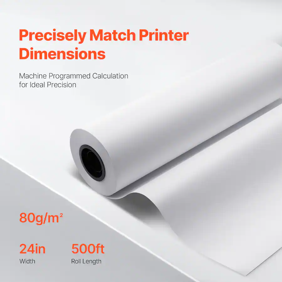 Large Format Paper Display VEVOR Wide Format Paper, 24 in x 500 ft Plotter Paper, 2 Rolls CAD Bond ...