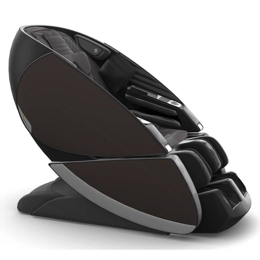 Front. Human Touch - Super Novo X 4D Full Body Zero Gravity Massage Chair with Dual SL-Track Rollers, Heat, Foot & Calf Massage, JBL Audio - Pad Gray Leather / Door Espresso SofHyde.