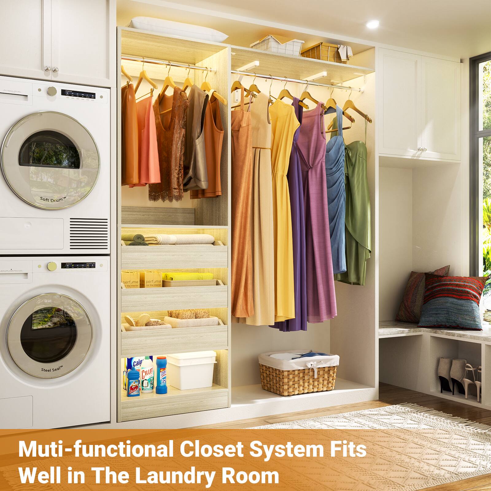 Multi-functional Closet System Fits Well in The Laundry Room