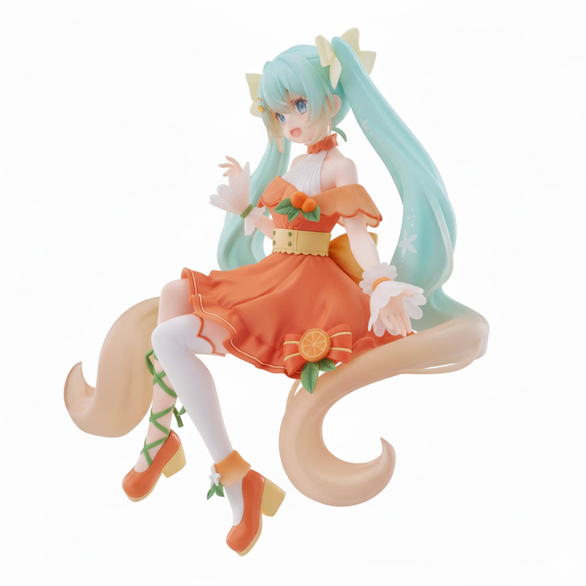 Alt View 1. Little Buddy - Hatsune Miku FuRyu 5.5-Inch Noodle Stopper Figure | Citrus - Orange.