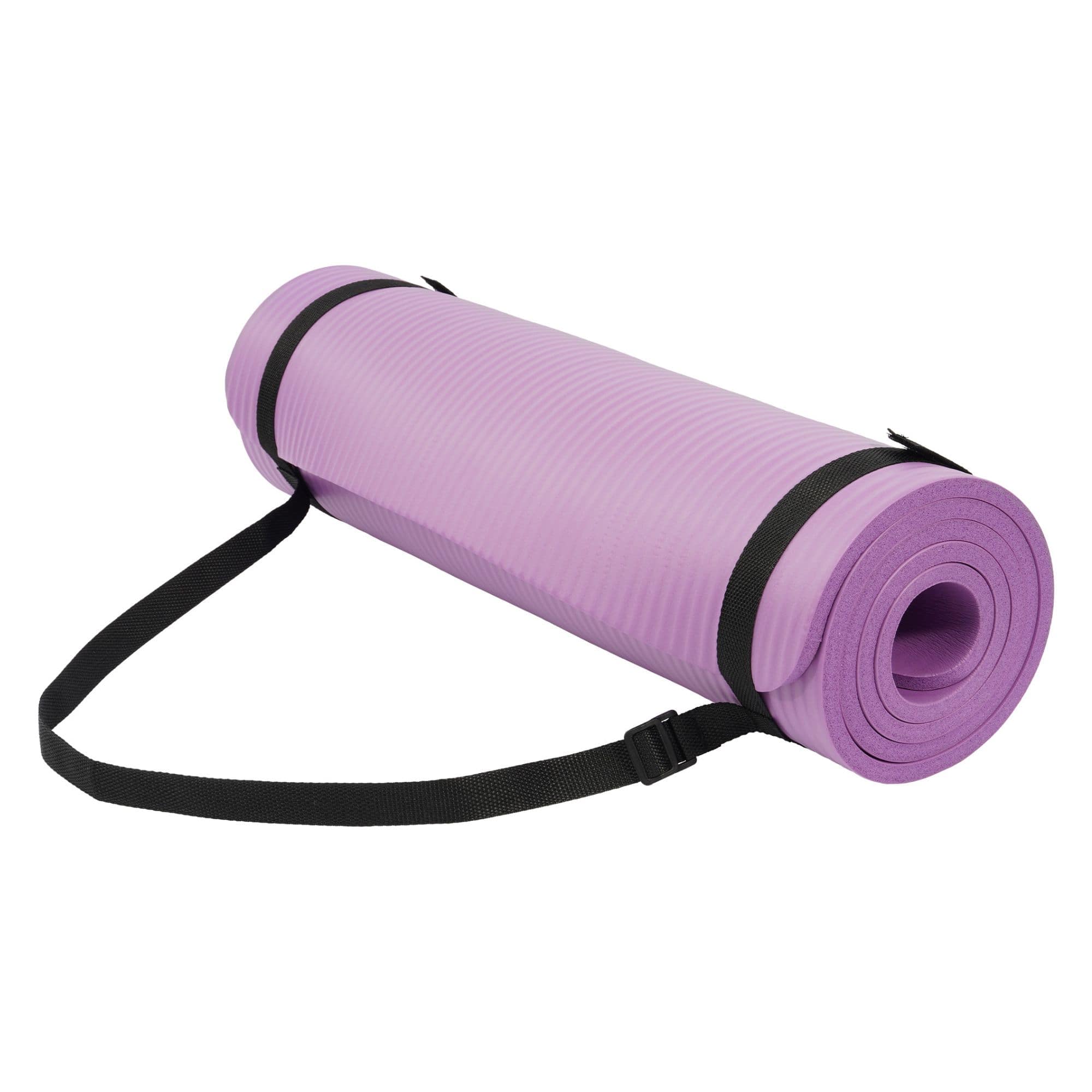 Front. Fitvids - Fitvids 1/2" Thick High Density Exercise Yoga Mat, Carrying Strap, Taro Purple - Taro purple.