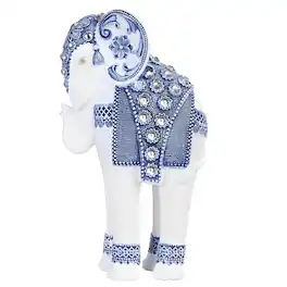 FC Design - 9"H Standing Long Legged Elephant with Gem Slim Elephant Figurine Statue Office Desk Tabletop Home Decor Gift - Multi-Color