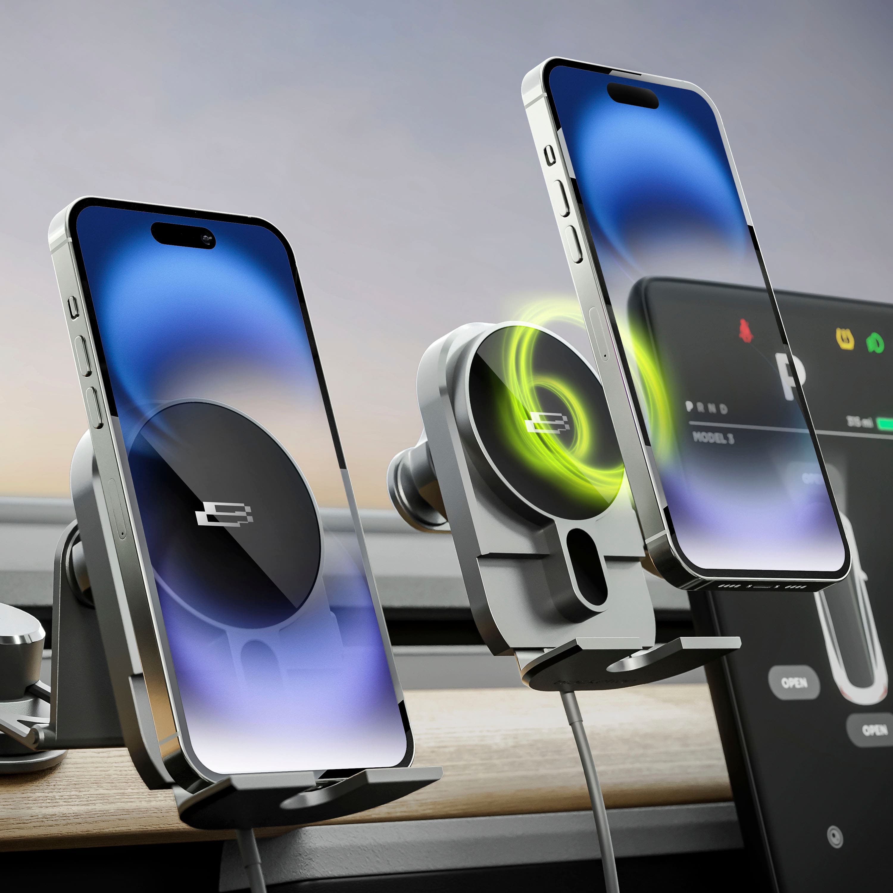 The text on the image says "0 i LB PRND N MODEL 1 F L 1 B N OPEN OPEN." This text is likely related to the car's transmission or gear shift, indicating the current gear or mode.