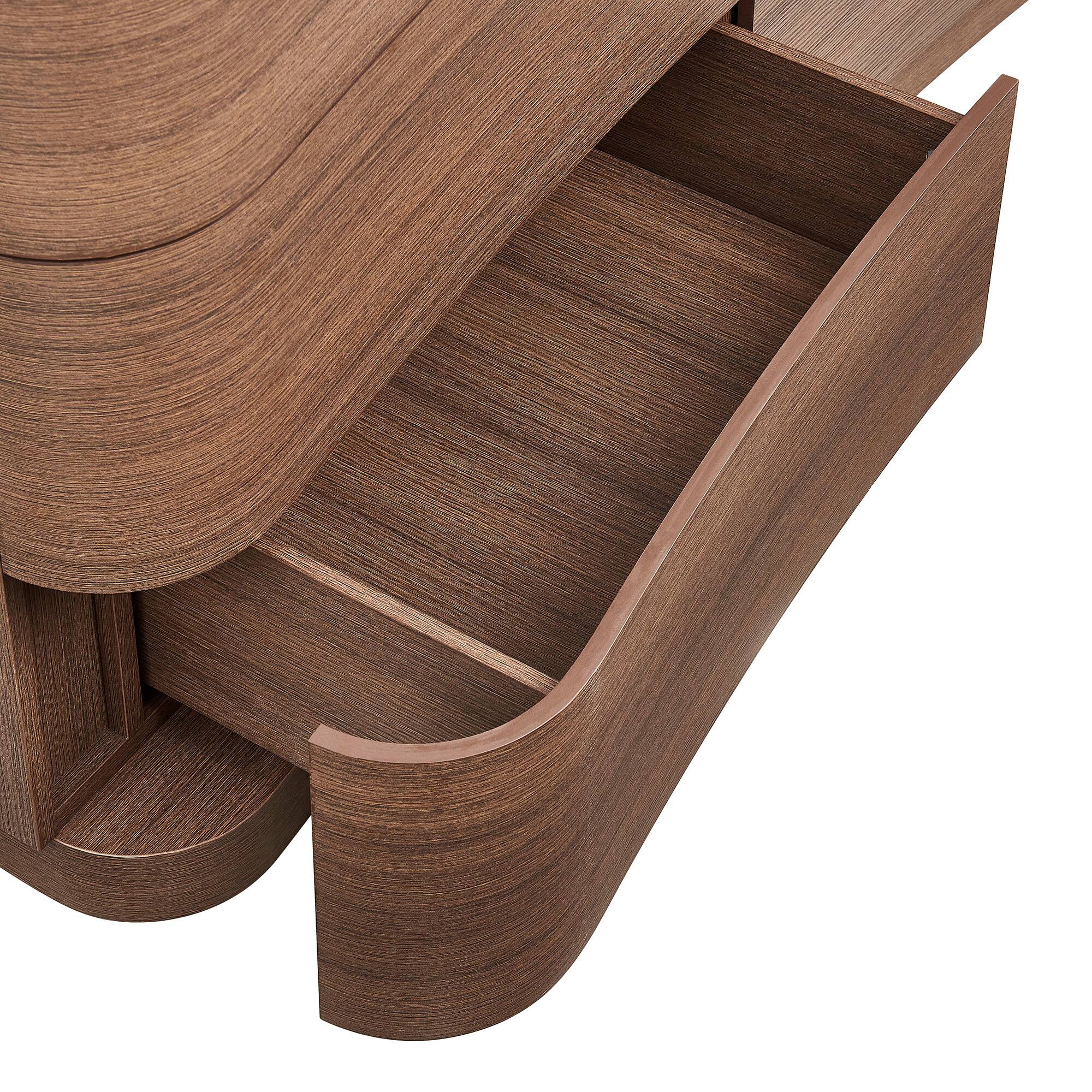 Alt View 5. Modway - Mirae 6-Drawer Curved Dresser by Modway - Brushed Brown Oak.