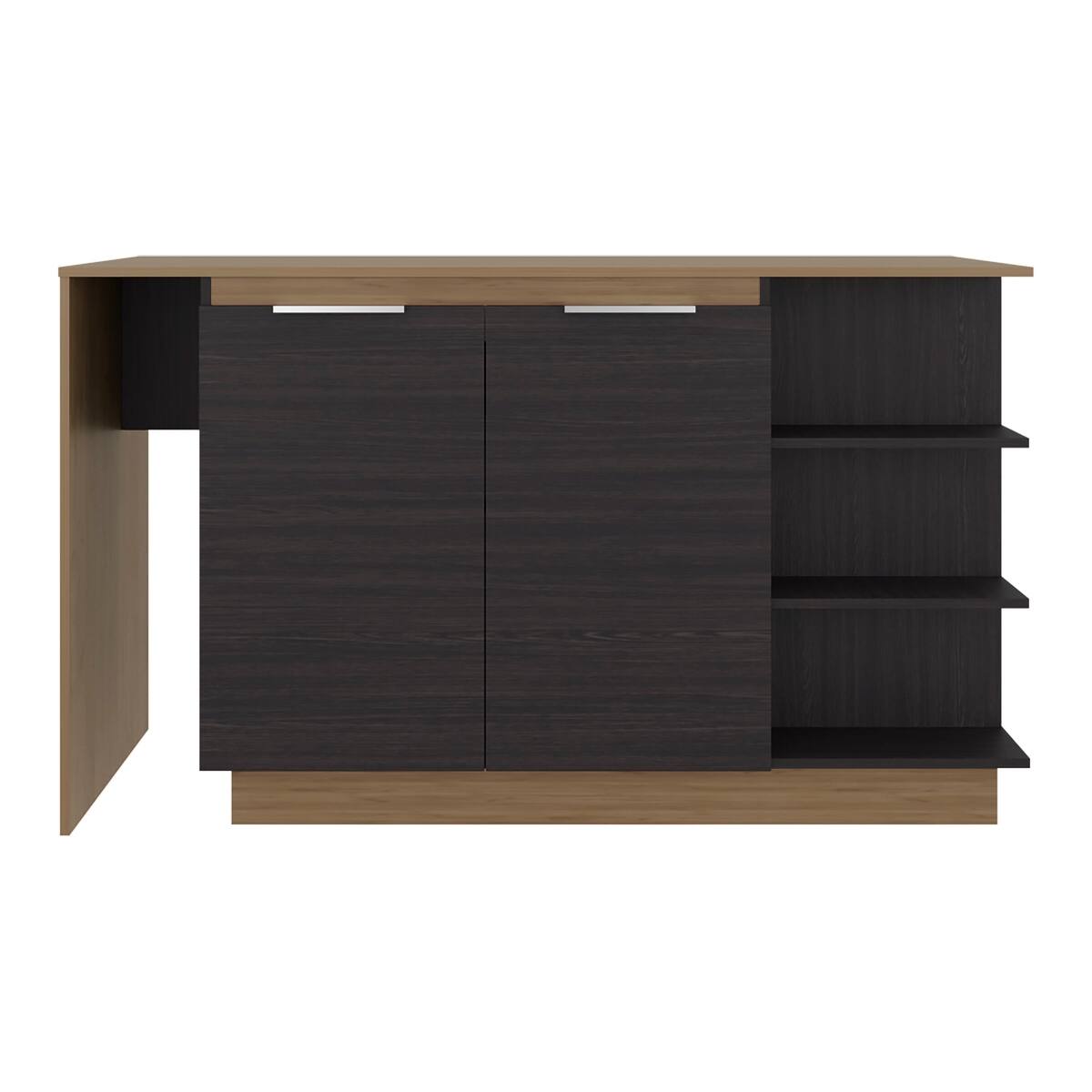 Left. Loheer - Loheer Wenge and Natural Oak 2-Door Kitchen Island with Stemware Rack - Wenge.