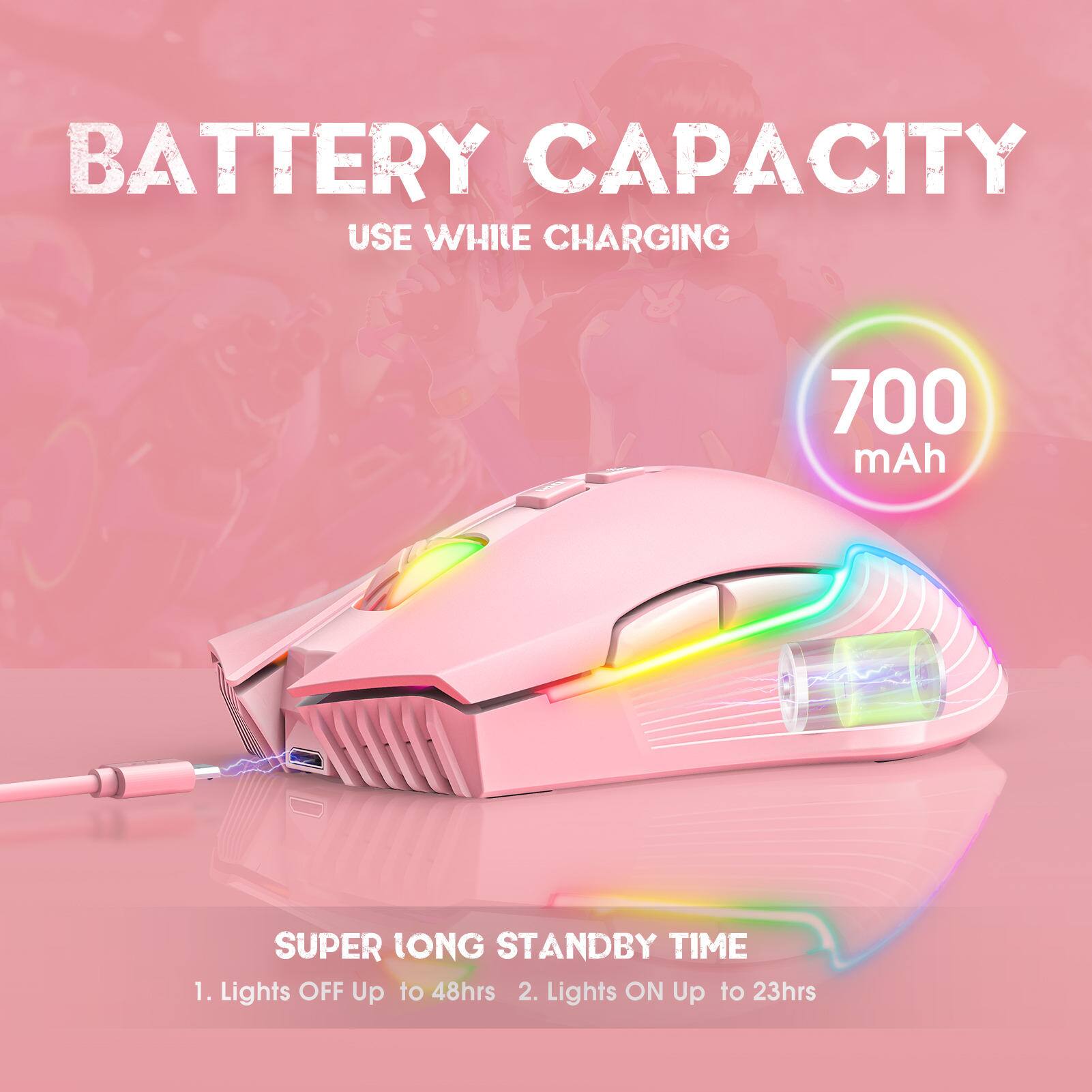 BATTERY CAPACITY  
USE WHILE CHARGING  

700 mAh  

SUPER LONG STANDBY TIME  
1. Lights OFF Up to 48hrs  
2. Lights ON Up to 23hrs