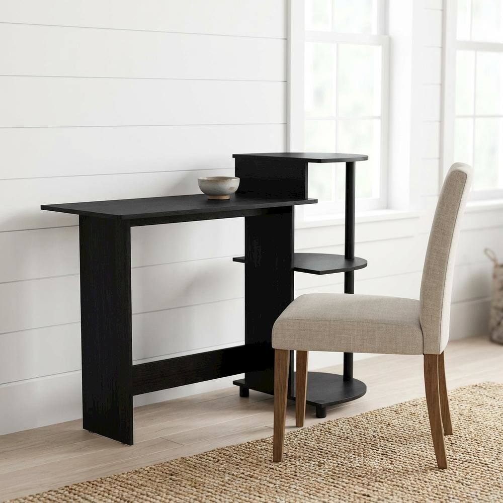 Angle. BisonOffice - Compact Americano/Black Computer Desk With Shelves For Office Use - Americano/Black.