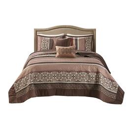 Gracie Mills - Irmgard 5-Piece Reversible Jacquard Bedspread Set - Red