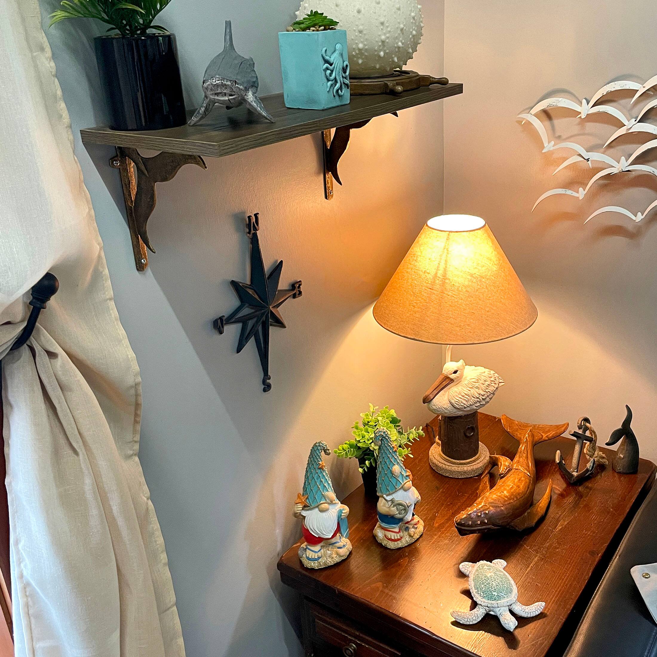 Alt View 7. Things2Die4 - Coastal Pelican Table Lamp 23" Resin Nautical Beach Decor with Shade - White.