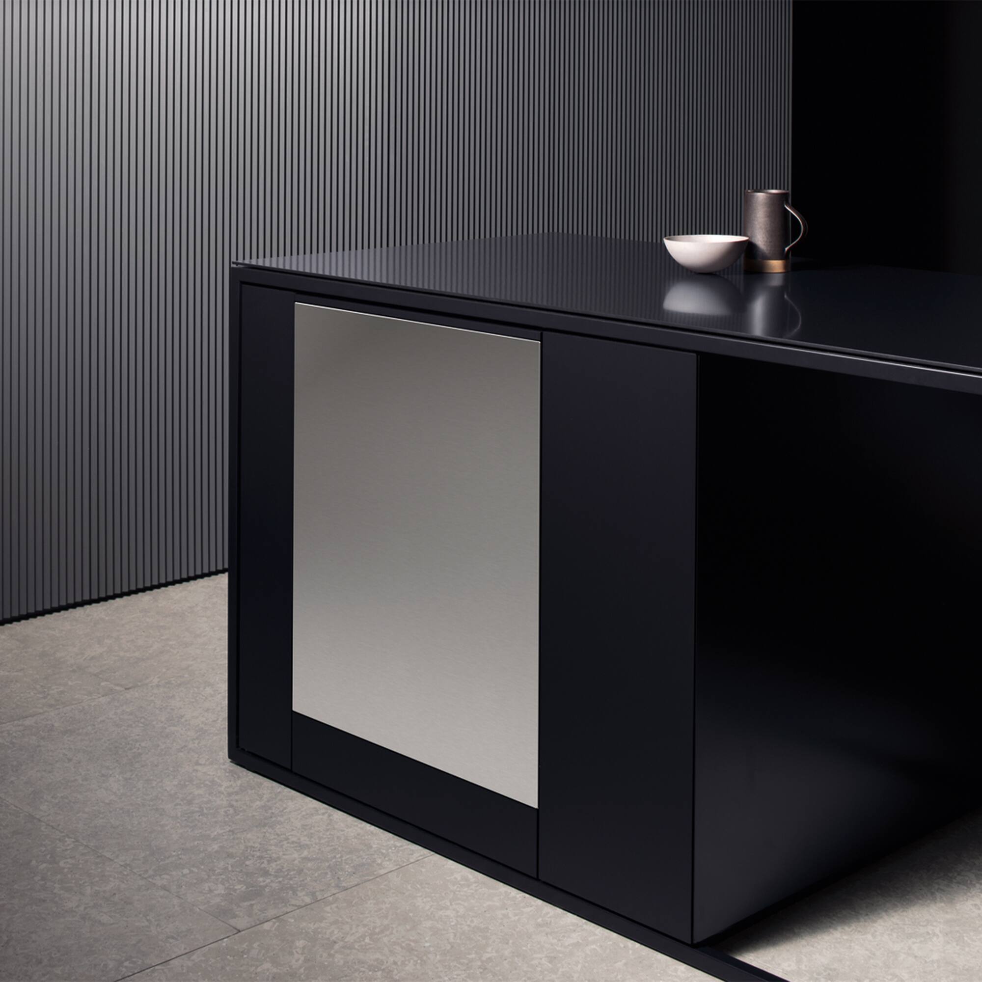 Angle. Miele - Miele GFVI 701/77 24" Clean Touch Steel Dishwasher Door  Panel for fully integrated G7000/G5000 Dishwashers.