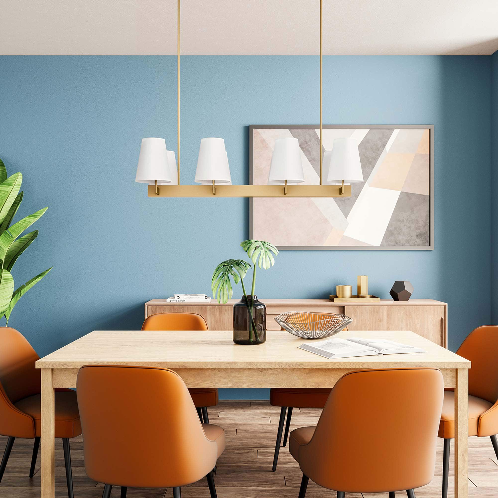 Enthrall 8-Light Chandelier by Modway - White Satin Brass