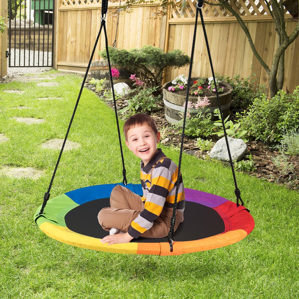 Alt View 3. Costway - Costway 40" Flying Saucer Tree Swing Indoor Outdoor Play Set Swing for Kids - Colorful.