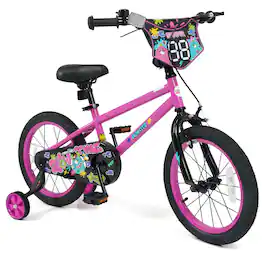 Costway - 16 Inch Kids Bike with Training Wheels, Dual Hand & Coaster Brakes, Adjustable Seat - Pink