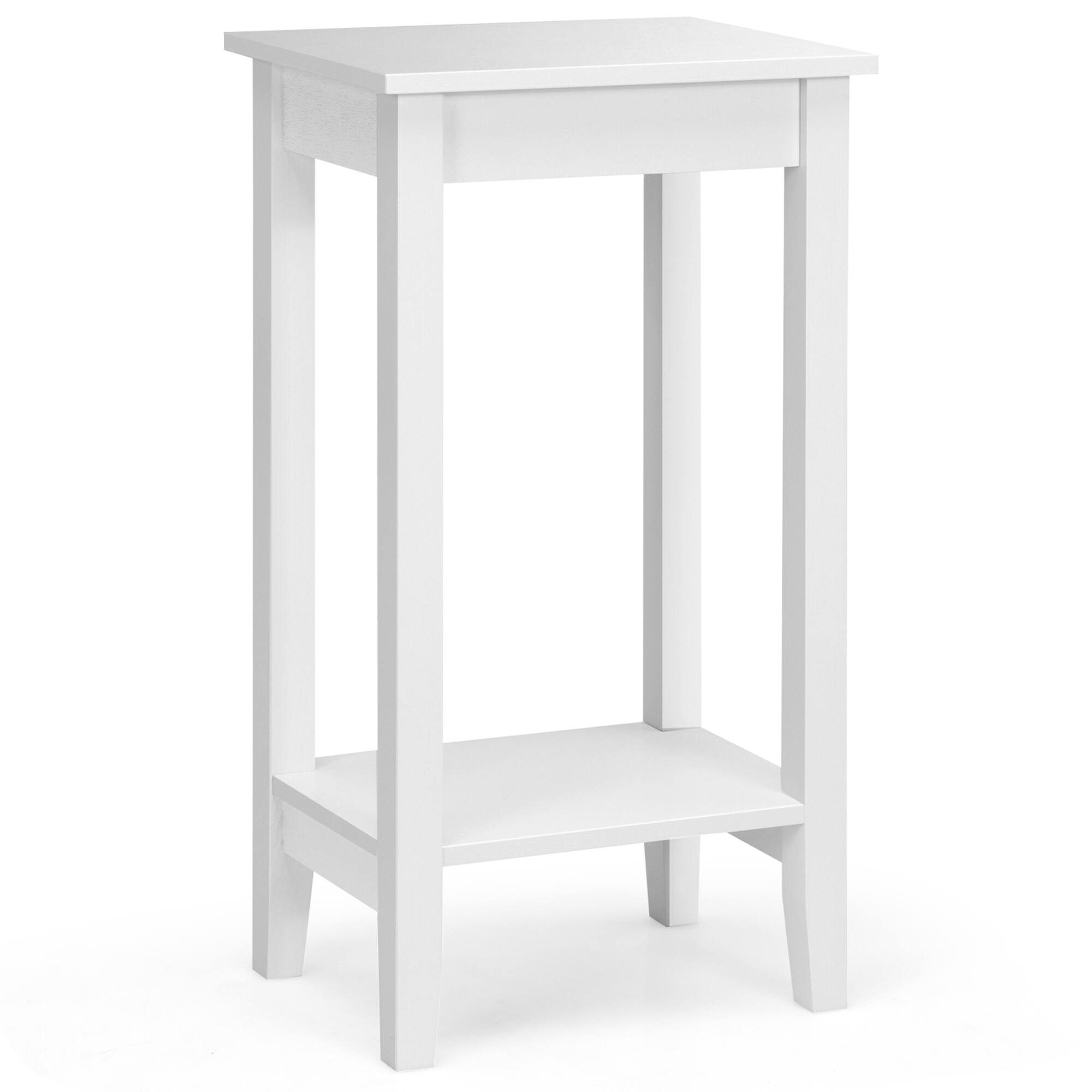 Alt View 9. Gymax - Gymax 2-Tier Nightstand End Side Table Coffee Table Wooden Legs Bedroom White - White.