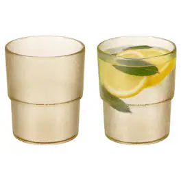 Unique Bargains - 2pcs Clear Acrylic Drinking Glasses, 10.1oz Matte Texture Unbreakable Stackable for Water Juice Beer - Champagne