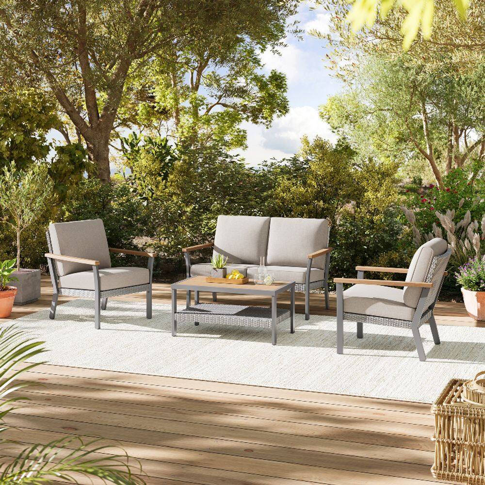 Angle. Songmics Home - Patio Coffee Table with Storage - Gray.