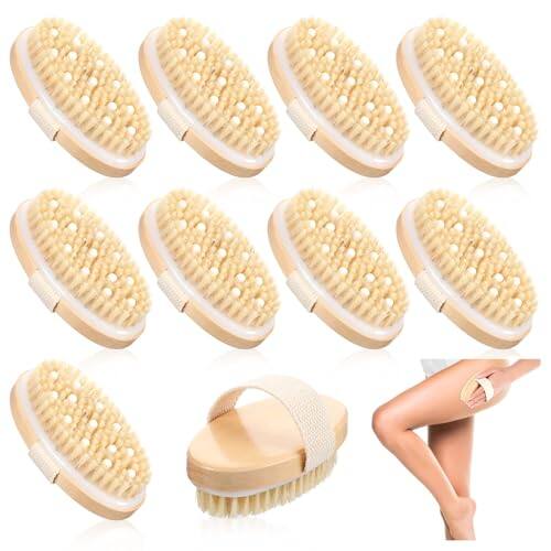 Front. DORLUKFU - 10 Pcs Dry Brushes for Body Dry Brushing, Exfoliating Bath Brushes Massage Body Scrub Brush for Skin Renewal, Cellulite.