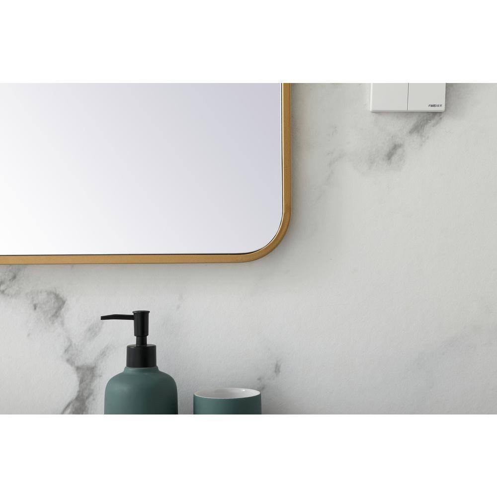 Alt View 3. Elegant Decor - Soft corner metal rectangular mirror 28x42 inch in Brass - Brass.