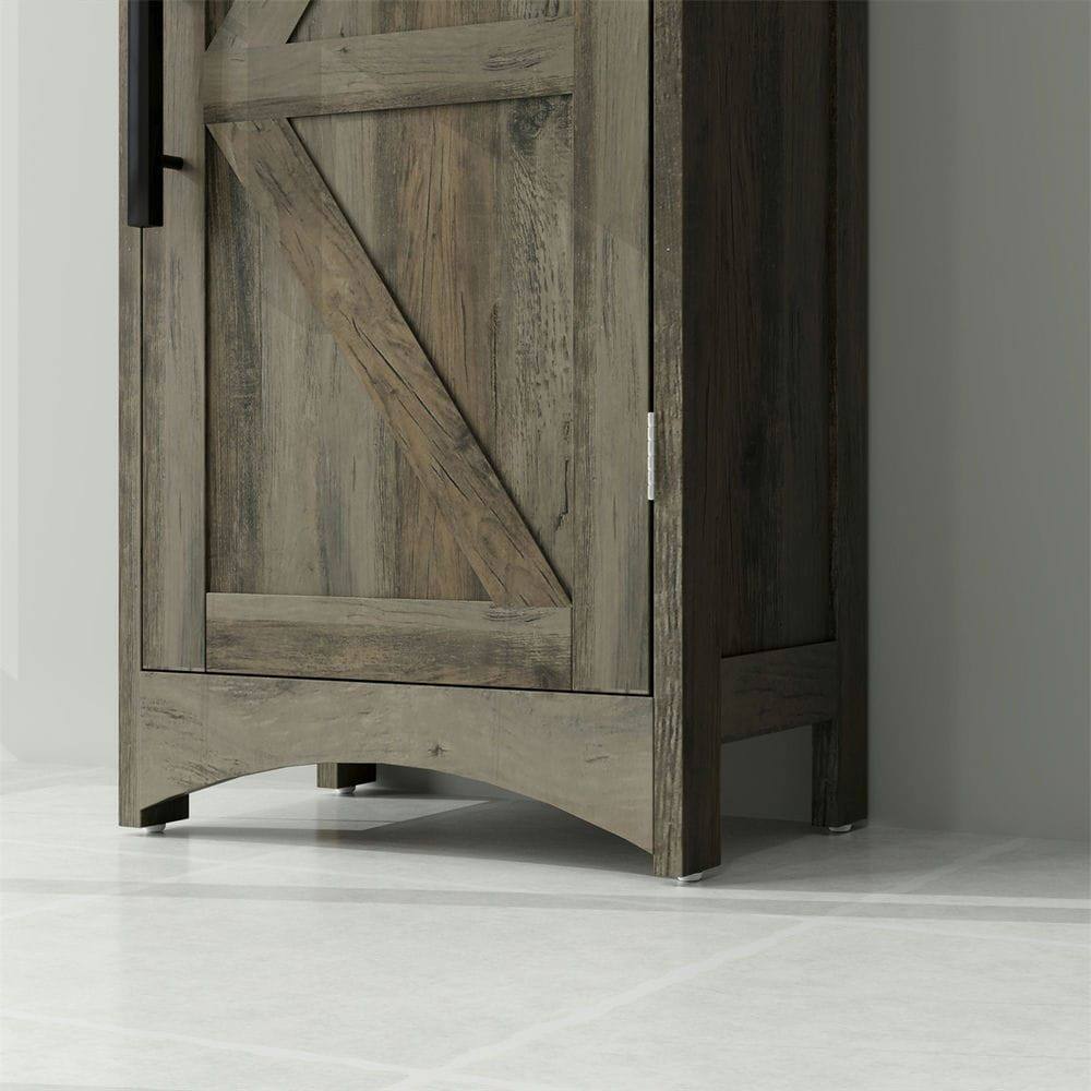 Left. Kadyn - Bathroom Cabinet, Narrow Storage Unit, Floor Cabinet for Bathroom, Living Room, Entryway, Gray - Gray.