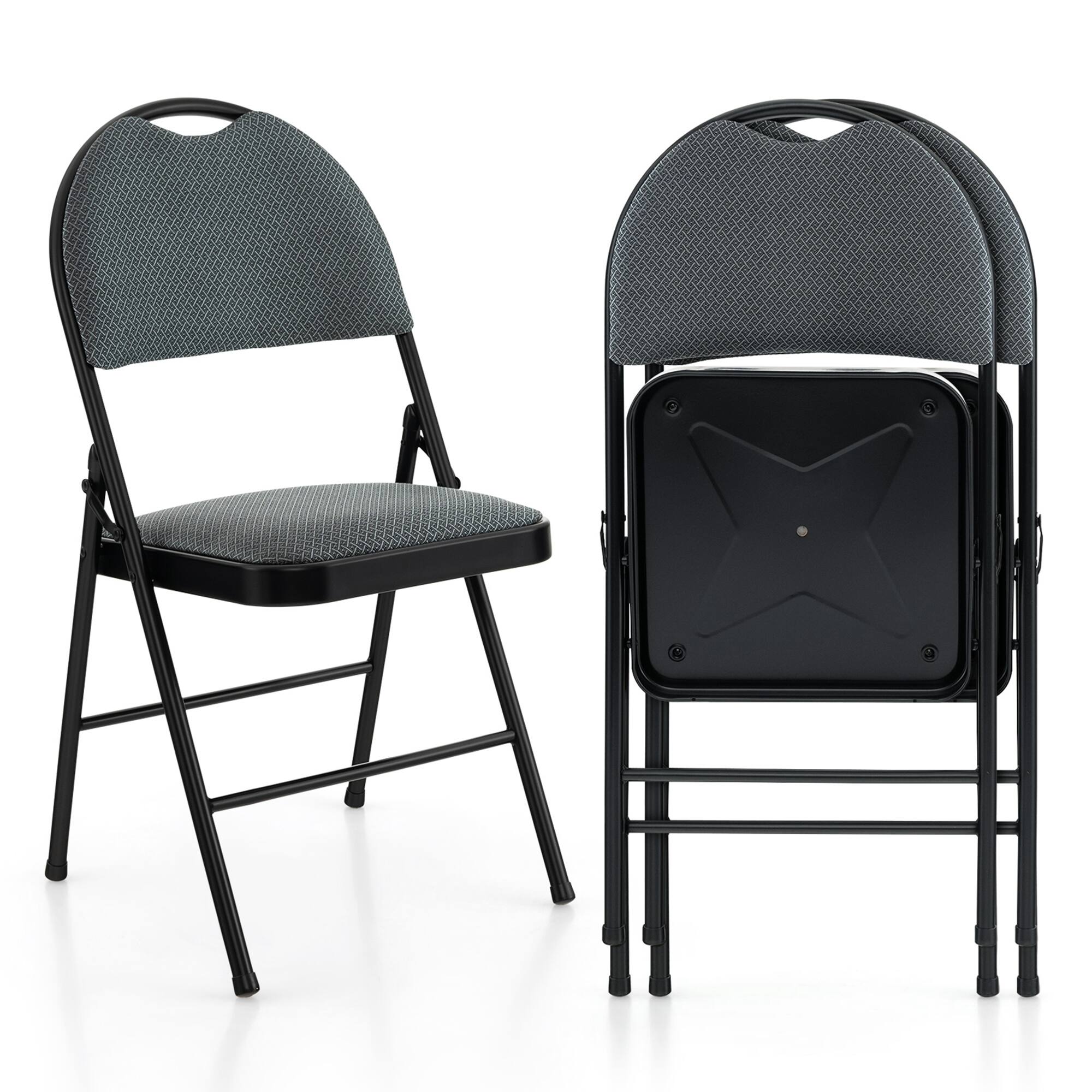 Alt View 6. Costway - 2 Pack Folding Chairs Portable Padded Office Kitchen Dining Chairs - Grey.