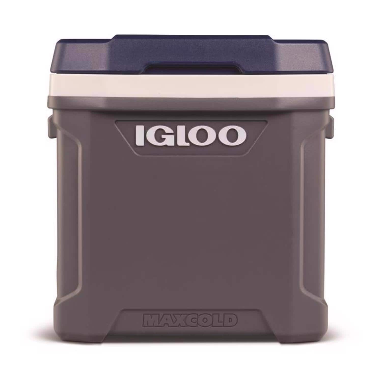 Igloo - MaxCold Gray 62 qt Cooler - Jet Carbon/Ice Blue/White