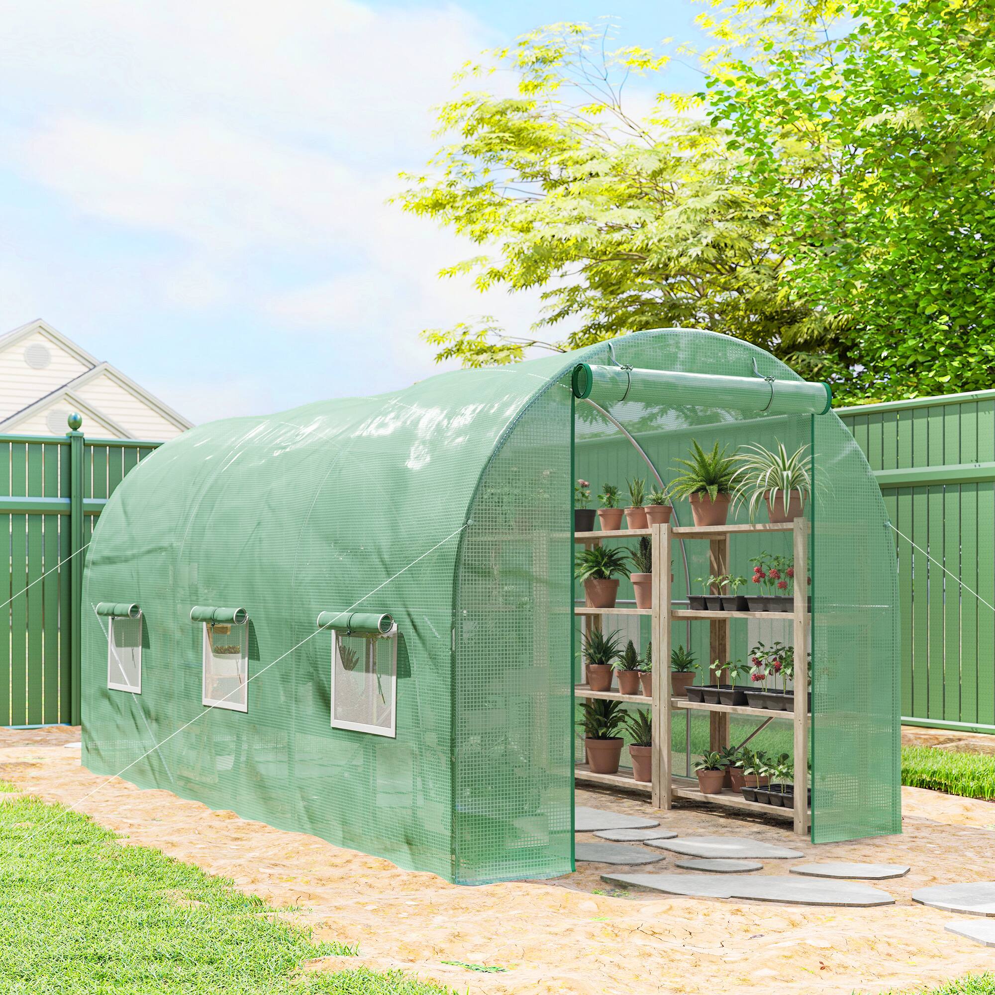 Alt View 1. Outsunny - 15' x 6' x 7' Outdoor Portable Walk-In Greenhouse with.
