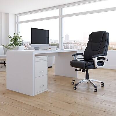 Alt View 8. Staples - 3-Drawer Vertical File Cabinet, Letter Size Documents, Lockable & Mobile, 18.9" D x 14.3" W x 26.9" H - White.