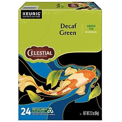 KEURIG GENUINE K-CUP PODS  
Decaf Green Tea  
Green Tea Decaffeinated  
CELESTIAL SEASONINGS  
24 K-CUP PODS  
RECYCLABLE  
NET WT 12 OZ (340g)