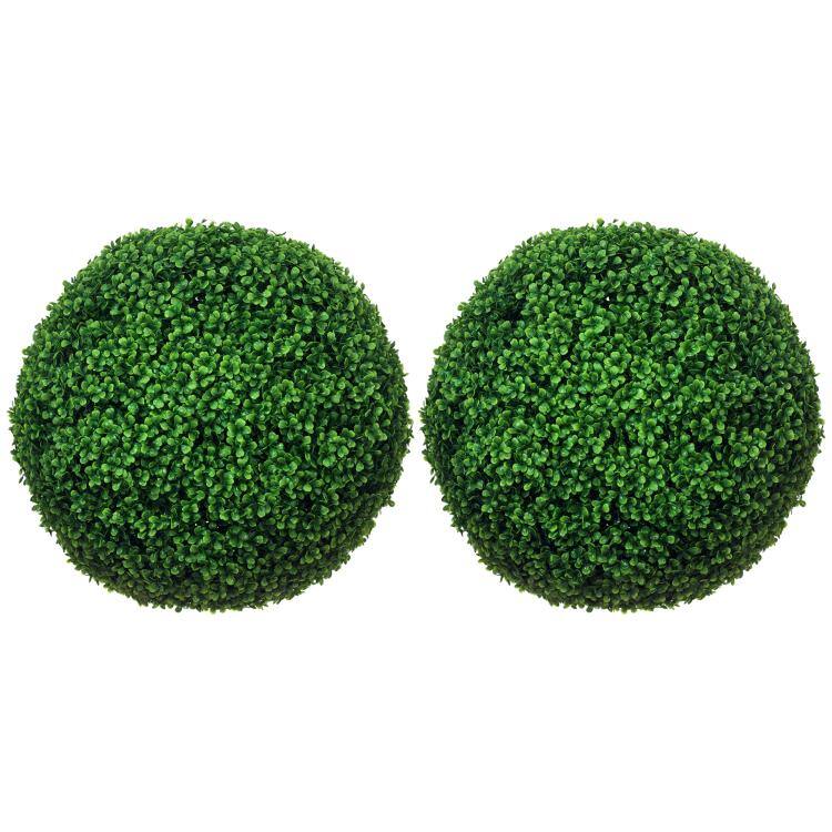 Front. PULUZ - 2 Pack Artificial Tree Boxwood Topiary Balls, 19.75 Inch - Green.