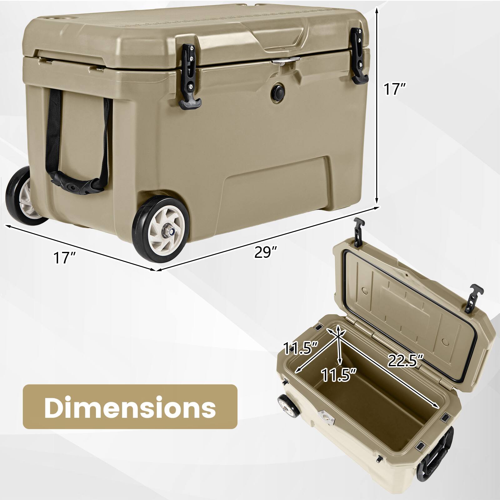 Dimensions: 17" x 17" x 29"  
Internal Dimensions: 11.5" x 11.5" x 22.5"