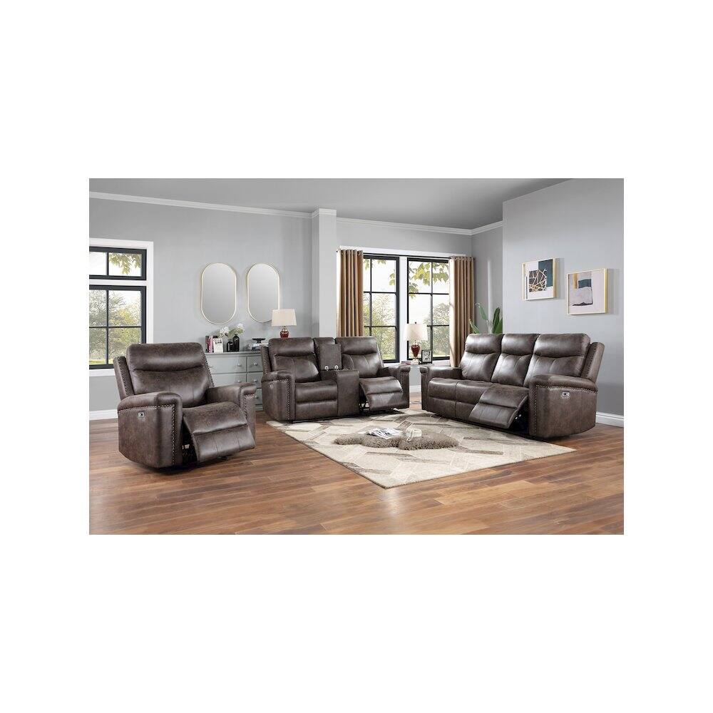 Alt View 4. New Classic Furniture - Quade Glider Recliner W/Pwr Fr-Mocha - Brown.