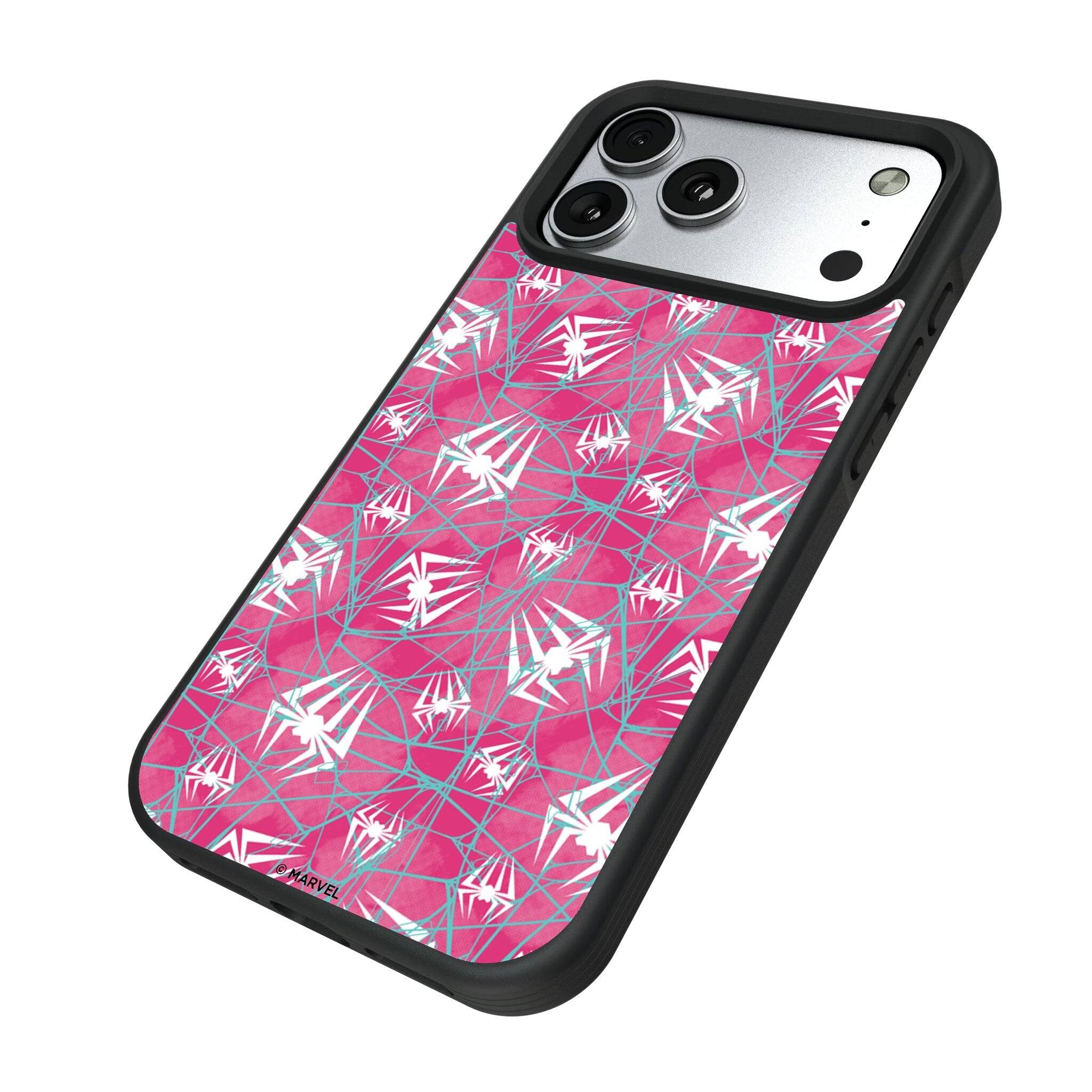 Angle. Keyscaper - Marvel Pattern Bump Phone Case - Apple iPhone 17 Pro Max - Spider-Gwen.