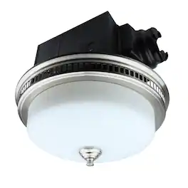 Akicon - 110 CFM Ceiling Bathroom Exhaust Fan with LED Light and Nightlight, Round Frosted Glass Cover Grille - Brushed Nickel