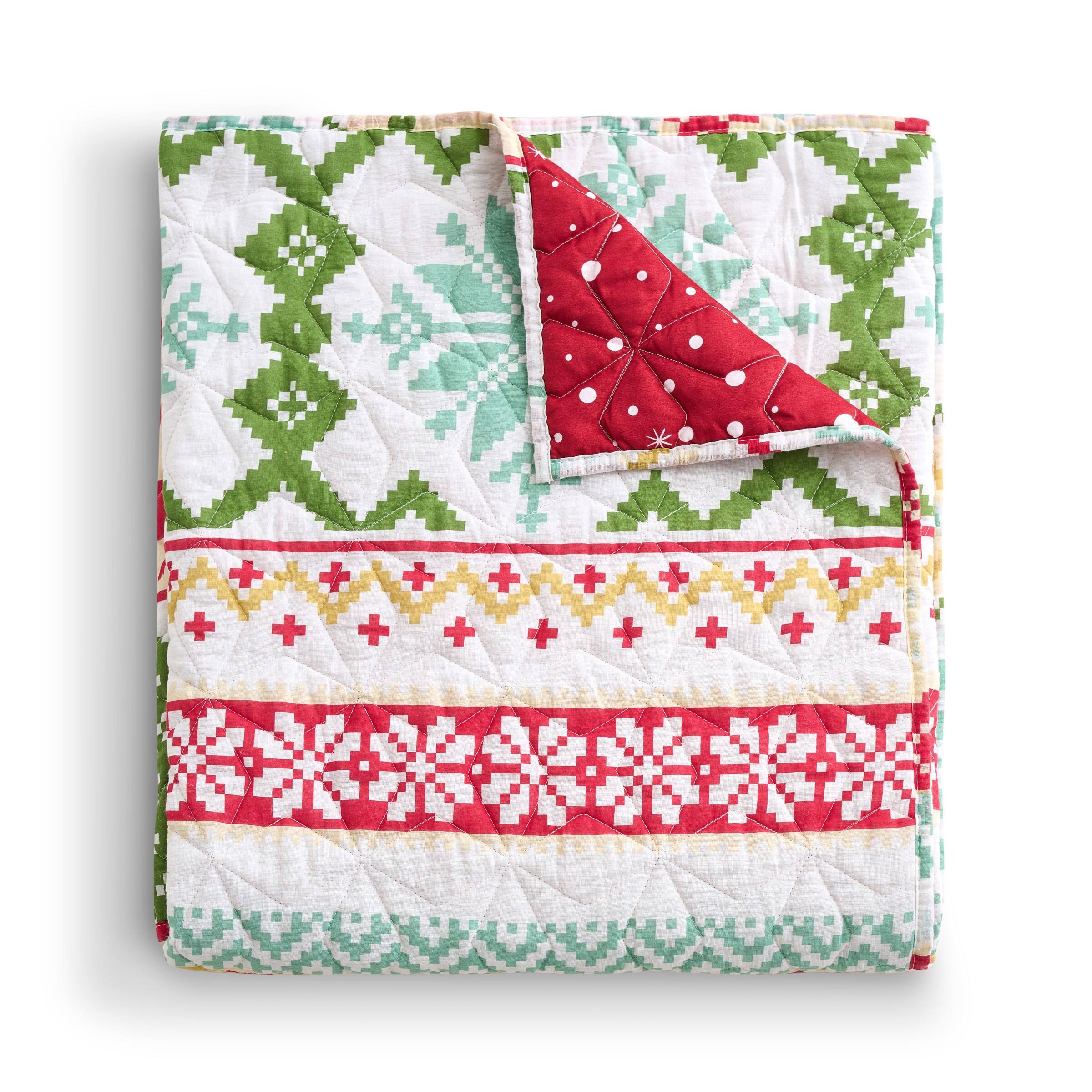 Left. BreeBe - Fair Isle Snow Throw - Snow.