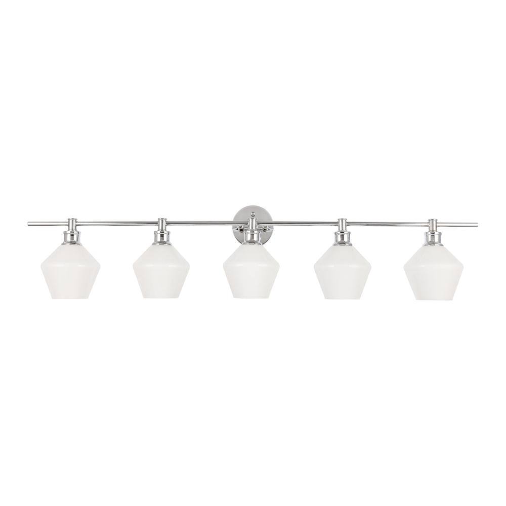 Alt View 1. Living District - Gene 5 light Chrome and Frosted white glass Wall sconce - Chrome And Frosted White Glass.