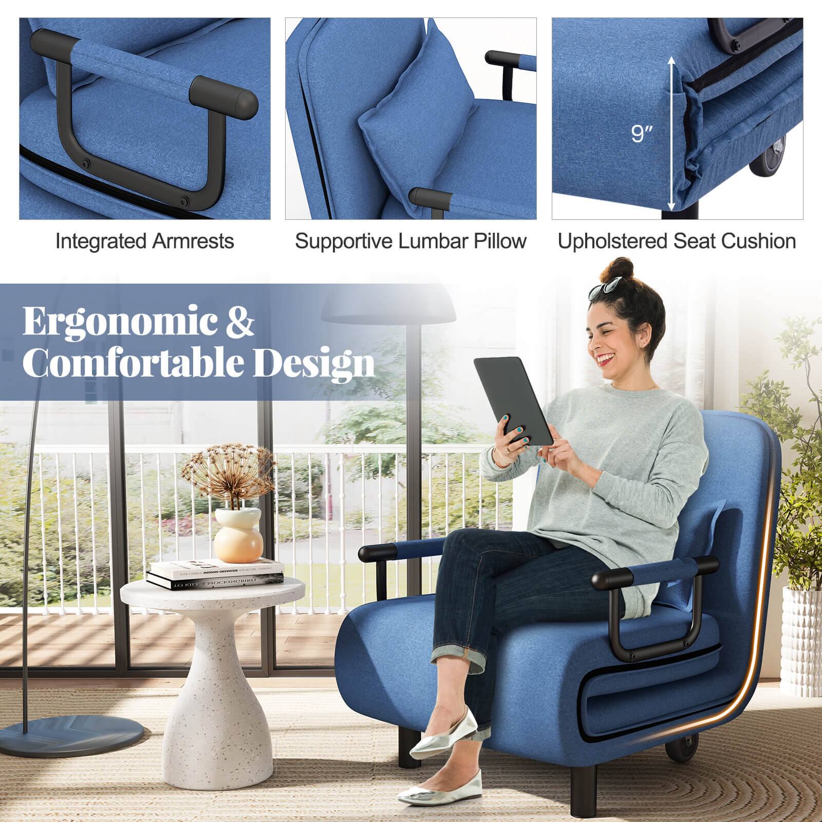 - Integrated Armrests
- Supportive Lumbar Pillow
- Upholstered Seat Cushion

9" Integrated Armrests Supportive Lumbar Pillow Upholstered Seat Cushion

Ergonomic & Comfortable Design