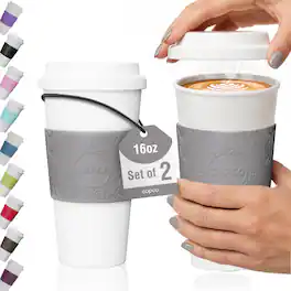Copco - Acadia 16oz Insulated Travel Mug Set of 2, BPA-Free Double Wall Cups - Damask