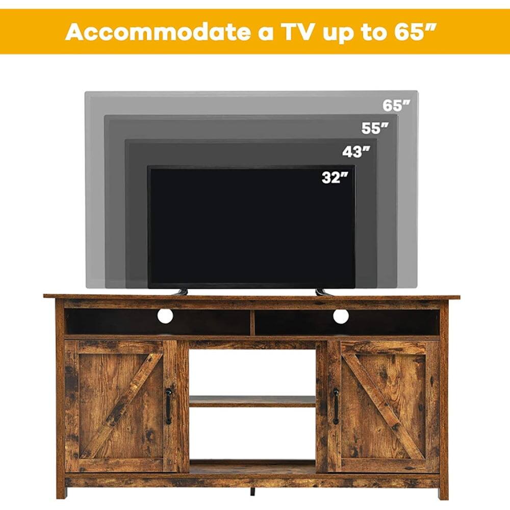 Accommodate a TV up to 65"  
65"  
55"  
43"  
32"