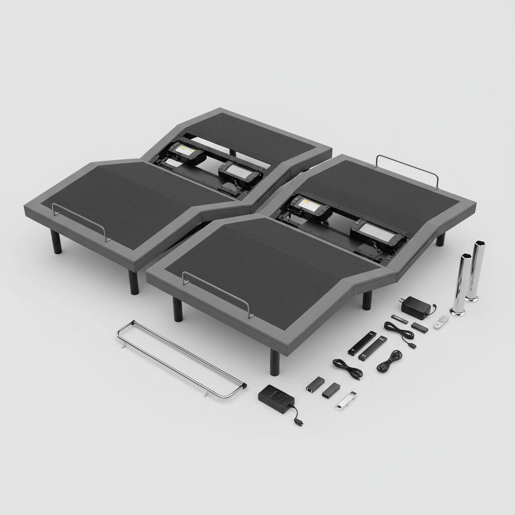 Back. AOITUN - Full Size Electric Adjustable Bed Frame, Ergonomic Smart Base with Dual USB Ports & Wireless Remote - black.