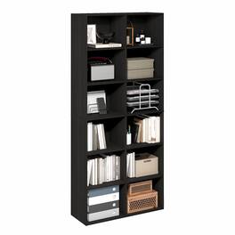 Furinno - Basic 12-Cube Open Shelf Bookcase, Bookshelf, Storage Organizer, 12 x 32 x 71 - Espresso