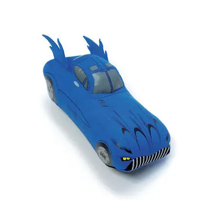 Front. DC Comics - DC Comics Super-Deformed 7" Plush Batmobile - Blue.