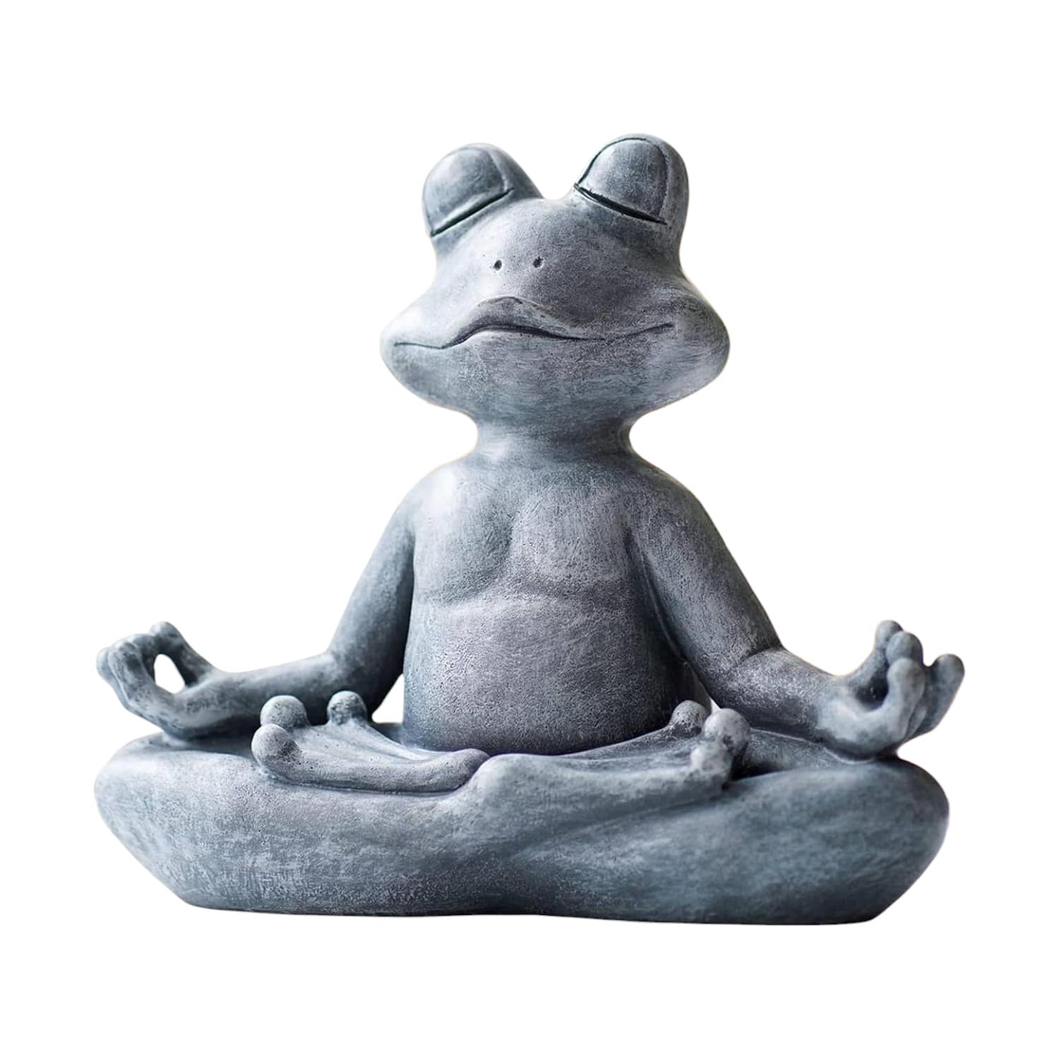 SlickBlue - Zen Garden Frog Statue in Meditating Yoga Pose for Tranquil Space - Gray
