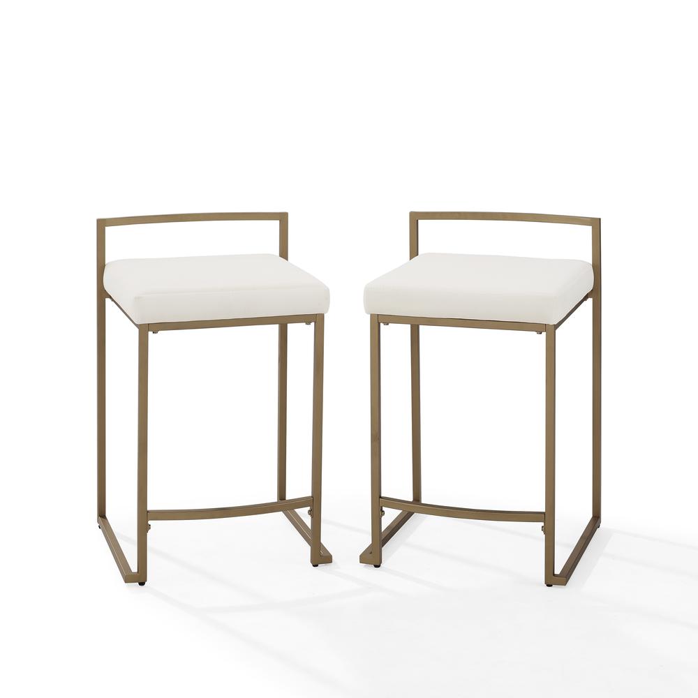 Back. Crosley Furniture - Harlowe 2-Piece Counter Height Bar Stool Set - 2 Stools - Creme.